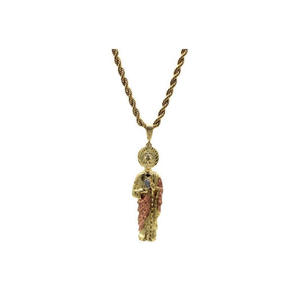 Large St Jude Pendant with Necklace Gold Filled Three Tone NEW - Picture 2 of 3